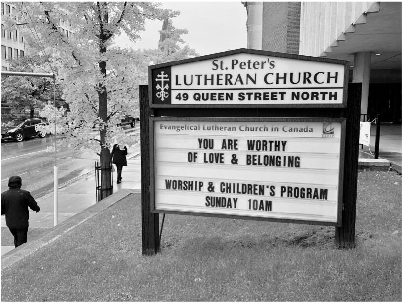 St Peter's church sign love and belonging